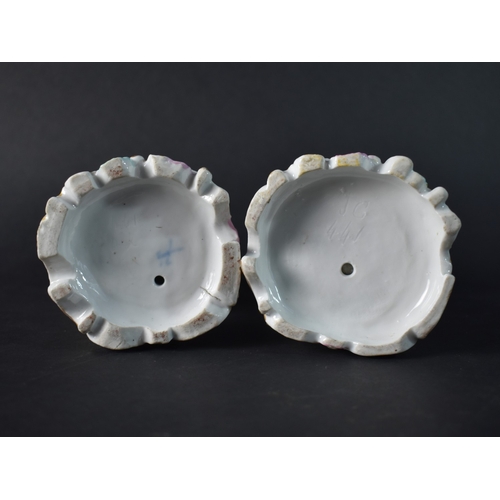 34 - A Pair of 19th Century German Porcelain Figures, Dandy and Maiden, 21cm high (Condition Issues)