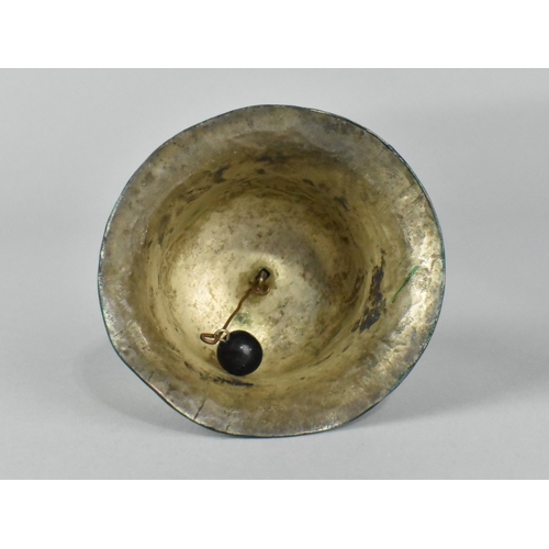 35 - An Enamelled Chinese Table Bell with Figural Handle, 10cms High