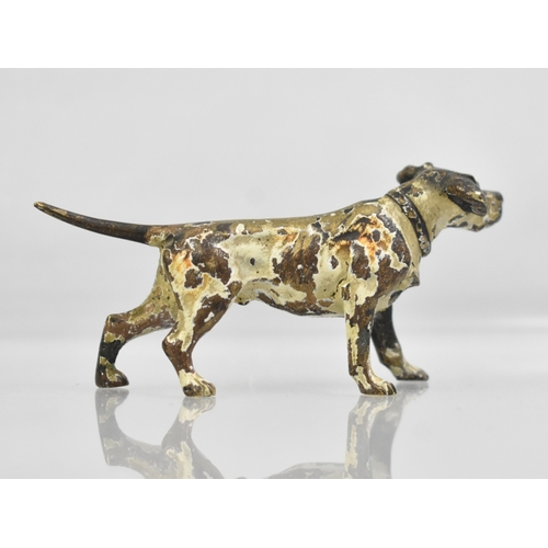 11 - A Small Cold Painted Bronze Study of a Foxhound, Traces of Enamels Remain, 7.5cms Long