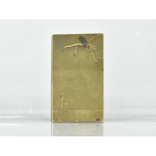 15 - A Small French Bronze Rectangular Art Medal, L'Alsacienne by Henry Dropsy, 5.5x3.25cms