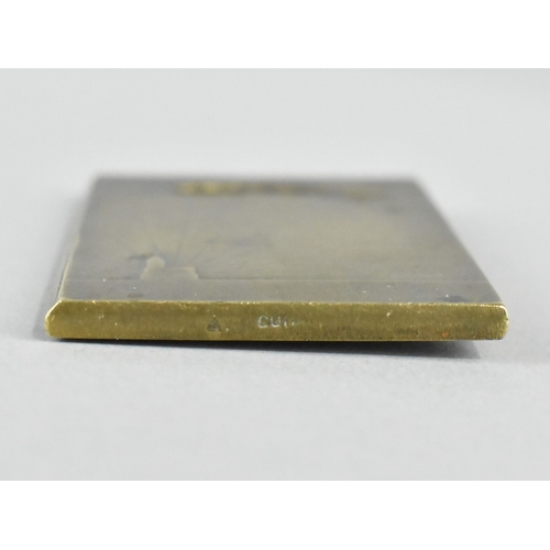 15 - A Small French Bronze Rectangular Art Medal, L'Alsacienne by Henry Dropsy, 5.5x3.25cms