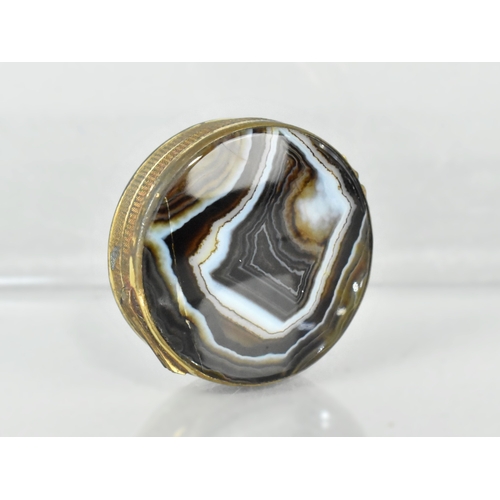 16 - A Small Circular Scottish Double Sided Banded Agate Snuff Box or Pill Box, 4.5cms Diameter