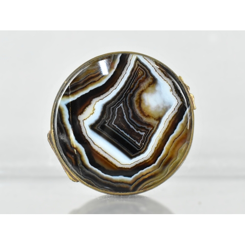 16 - A Small Circular Scottish Double Sided Banded Agate Snuff Box or Pill Box, 4.5cms Diameter