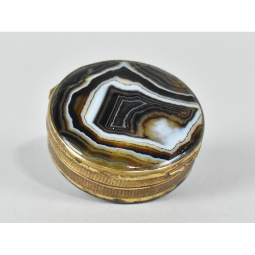 16 - A Small Circular Scottish Double Sided Banded Agate Snuff Box or Pill Box, 4.5cms Diameter