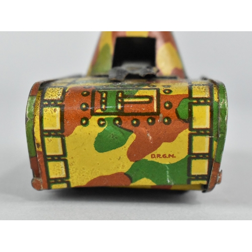18 - A Small WWI Period German Tin Plate Clockwork Tank in Three Colour Camouflage by CKO Kellerman, Cloc... 