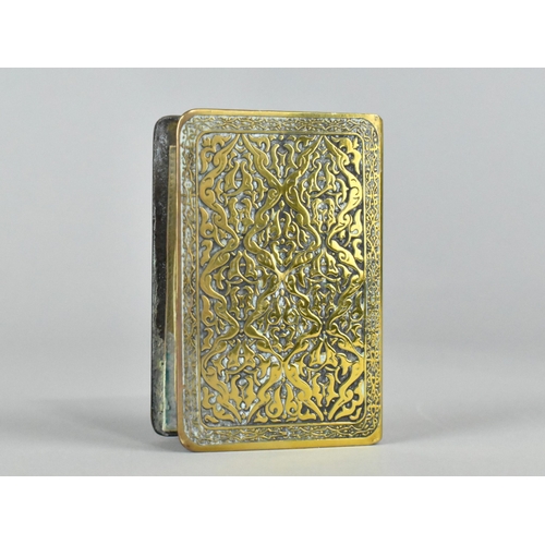 19 - An Early 20th Century Etched Brass Matchbox Cover with Islamic Decoration, 6cms High