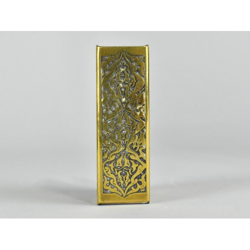 19 - An Early 20th Century Etched Brass Matchbox Cover with Islamic Decoration, 6cms High