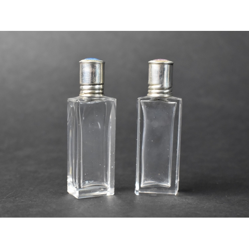 23 - A Pair of George V Silver and Enamel Scent Bottles, Hallmark Birmingham 1914