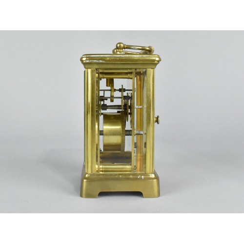 25 - A Mid 20th Century French Brass Carriage Clock with White Enamelled Dial, Working Order, 12cms High