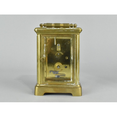 25 - A Mid 20th Century French Brass Carriage Clock with White Enamelled Dial, Working Order, 12cms High