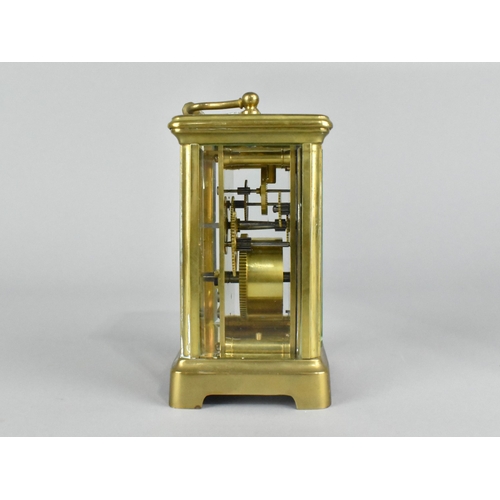 25 - A Mid 20th Century French Brass Carriage Clock with White Enamelled Dial, Working Order, 12cms High