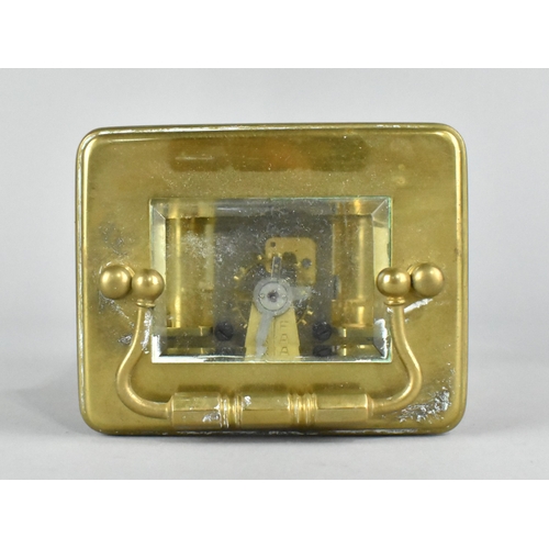 25 - A Mid 20th Century French Brass Carriage Clock with White Enamelled Dial, Working Order, 12cms High