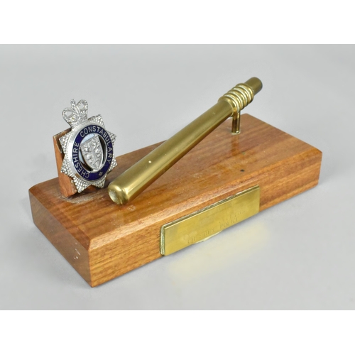 41 - A Presentation Desktop Commemorative Paperweight Presented to Ken White by Senior Officers, Cheshire... 