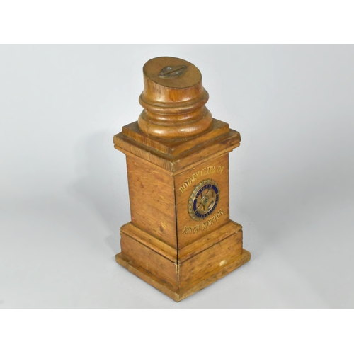 43 - A Vintage Carved Oak Collection Box for The Rotary Club of Kings Norton, in the Form of a Pedestal, ... 
