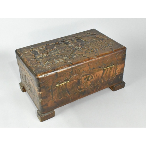 50 - A Mid 20th Century Carved Chinese Wooden Workbox, 35cms Wide