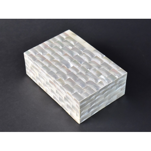 52 - A Small Modern Mother of Pearl Covered Box, 15cms Wide