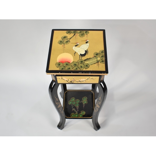54 - A Mid/Late 20th Century Lacquered Chinese Vase Stand, 29cms Square and 74cms High