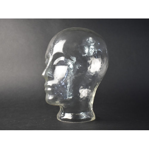 59 - A Late 20th Century Swedish Glass Hat or Wig Stand by Pukeberg, 24cms High