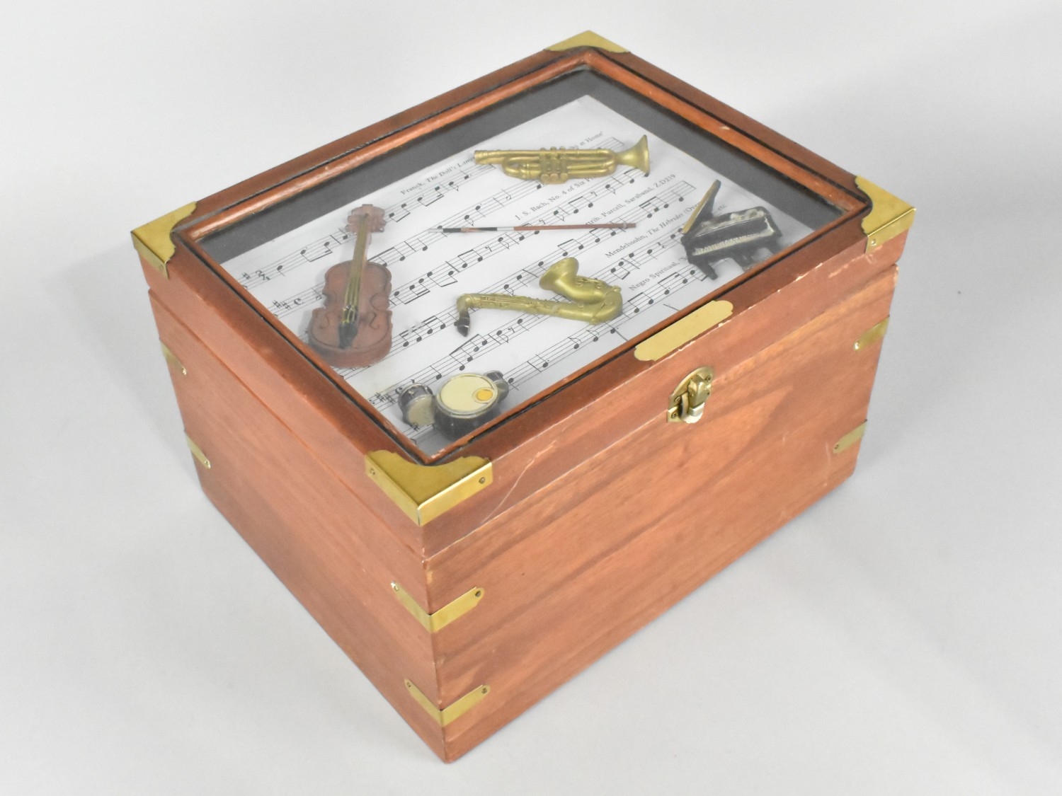 A Modern Brass Mounted Two Division Box, The Hinged Lid with Inset ...