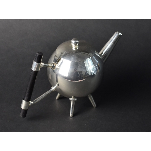 192 - A Reproduction Silver Plated Christopher Dresser Style Teapot with Ebonised Handle, 13cms High