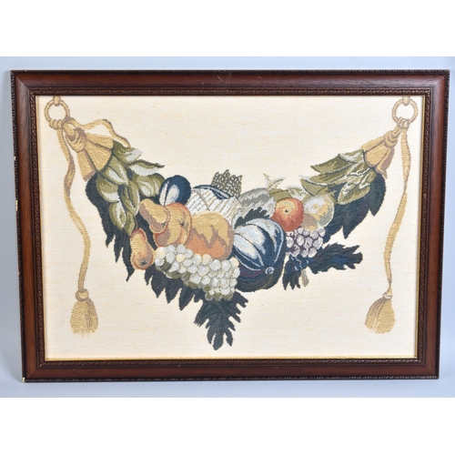 206 - A Framed Needle Point, Swag of Fruit, 47x33cms