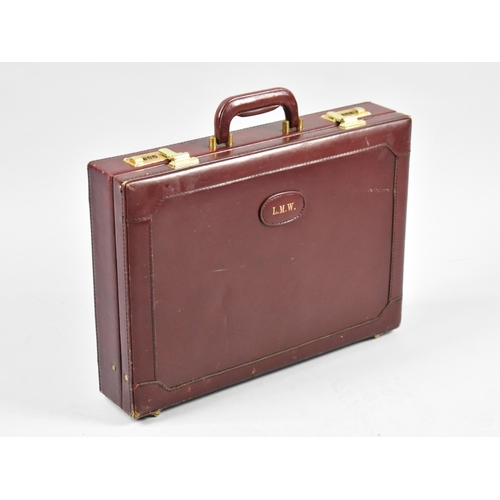 216 - A Late 20th Century Leather Briefcase with Combination Lock and Fitted Interior Monogrammed LMW