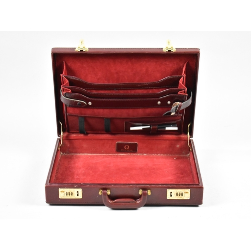 216 - A Late 20th Century Leather Briefcase with Combination Lock and Fitted Interior Monogrammed LMW
