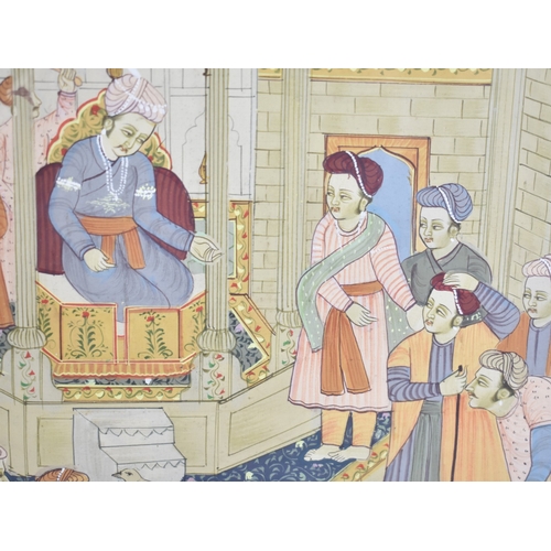 221 - A Framed Indian Mughal Painting on Silk, 34x49cms