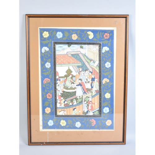 222 - A Framed Indian Mughal Painting on Silk, 38x53cms