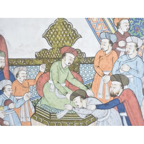 222 - A Framed Indian Mughal Painting on Silk, 38x53cms