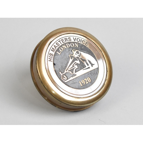 225 - A Reproduction Brass Cased Circular Advertising Pocket Compass For His Masters Voice 1920