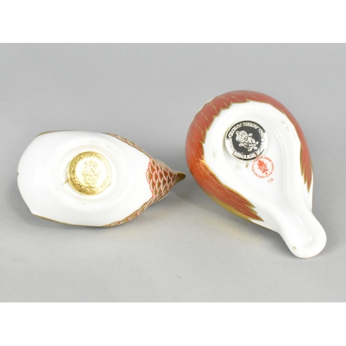 366 - Two Royal Crown Derby Paperweights, Robin and Wren, with Buttons and One with Box