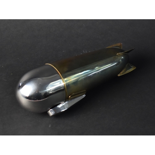 54 - A German Novelty Cocktail Shaker in the Form of a A Zeppelin Airship Containing Various Cups, Boxes ... 