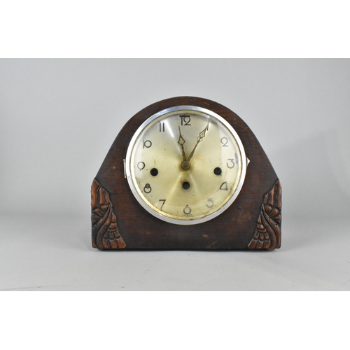 57 - A Mid 20th Century Oak Cased Westminster Chime Mantel Clock