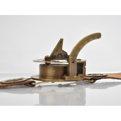 A Reproduction Combination Wrist Compass and Sundial with Leather Strap