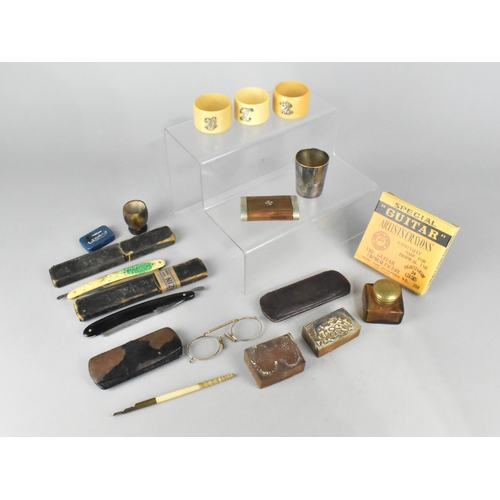 246 - A Collection of Sundries to include Copper Printing Blocks, Gramophone Needle Tins, Napkin Rings, Sn... 