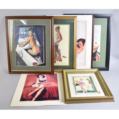 A Collection of Six Framed and Mounted Pin-Up Girl Prints