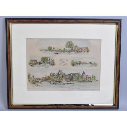 333 - A Framed and Glazed Engraving Print, Windsor Regatta 1880, Subject 35x25cm