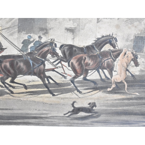 334 - A Framed and Glazed 19th Century Coloured Engraving, 'The Lioness Attacking the Horse of the Exeter ... 