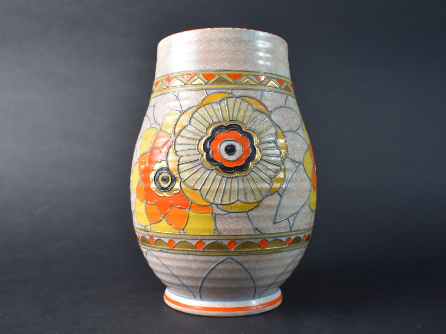 A Charlotte Rhead for Crown Ducal Vase, 'Rhodian Flower', 22cm high