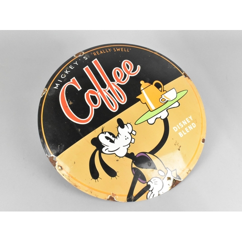 152 - A Reproduction Circular Convex Enamel Type Sign for Disney Blend Coffee, 30cms Diameter