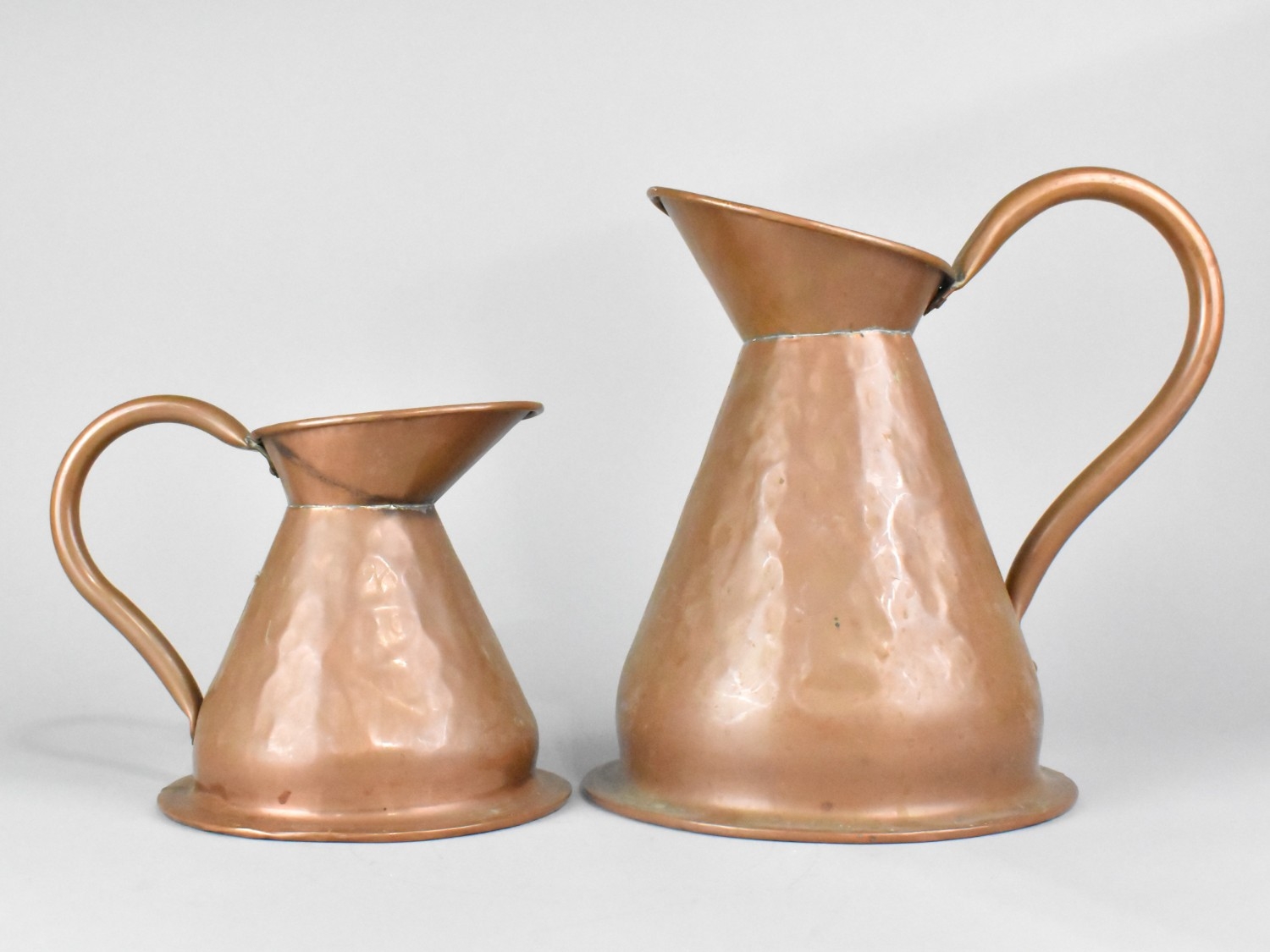 Two Vintage Copper Ewers, Taller 27cms High