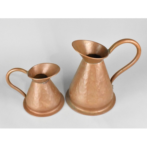 Two Vintage Copper Ewers, Taller 27cms High