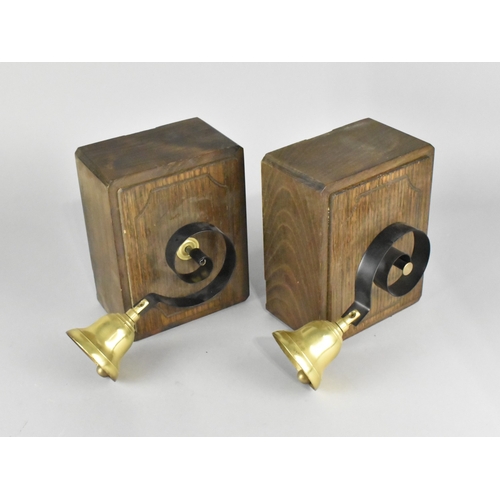 14 - Two Reproduction Wall Hanging Battery Operated Servants Bells, 18cms High