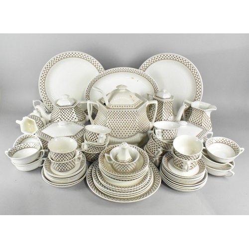 329 - A Large Adams Sharon Pattern Service to Comprise Plates, Platters, Tureens, Soup Bowls, Cups, Saucer... 