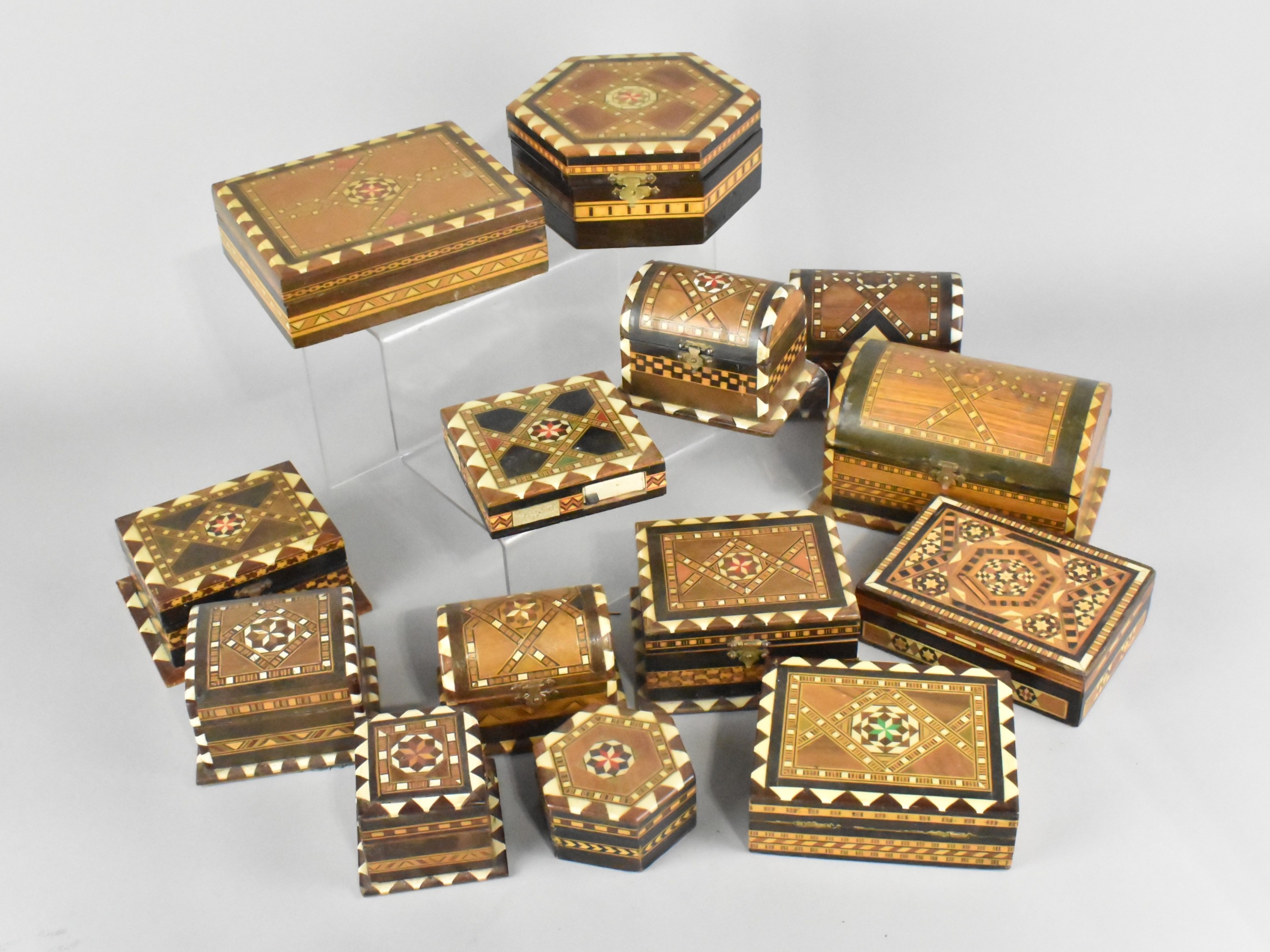 A Collection of Various Indian Vizagapatam Boxes