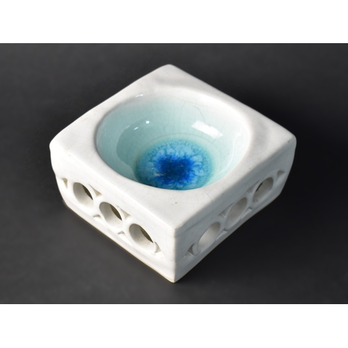 187 - A British Modernist Studio Pottery Cube Shaped Bowl Attributed Robert Fournier (1915-2008), White Gl... 