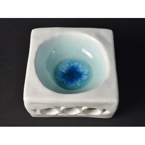 187 - A British Modernist Studio Pottery Cube Shaped Bowl Attributed Robert Fournier (1915-2008), White Gl... 