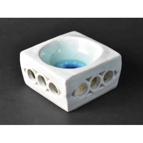 187 - A British Modernist Studio Pottery Cube Shaped Bowl Attributed Robert Fournier (1915-2008), White Gl... 