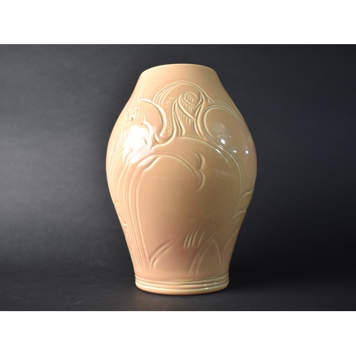 188 - A Susie Cooper Squirrel Pattern Vase, 29cms High, Incised Signature to base